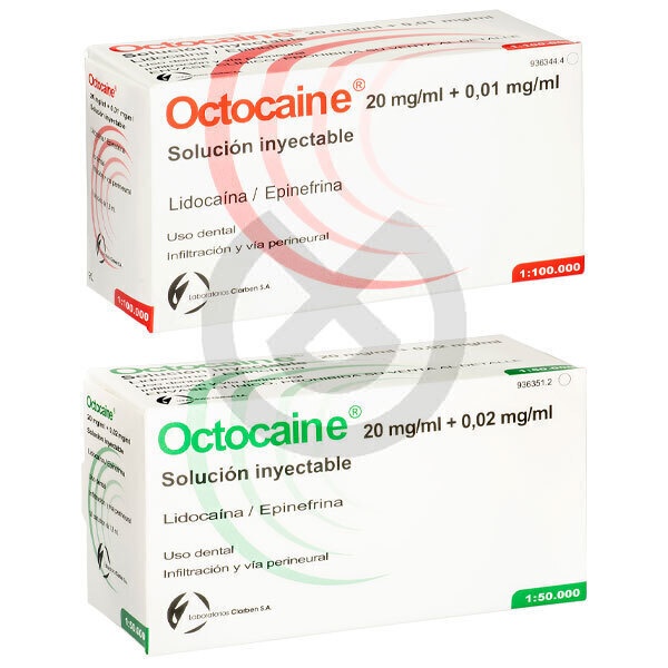 OCTOCAINE 20 mg/ml + 0,02 mg/ml SOLUÇÃO INJETÁVEL