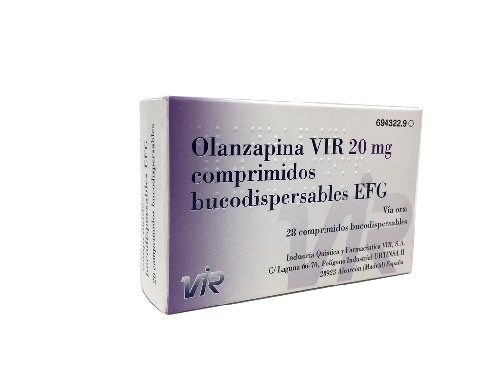 OLANZAPINA VIR 20 mg COMPRIMIDOS ORODISPERSÍVEIS