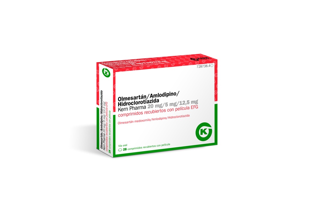 OLMESARTANA/AMLODIPINA/HIDROCLOROTIAZIDA KERN PHARMA 20 mg/5 mg/12,5 mg COMPRIMIDOS REVESTIDOS POR PELÍCULA