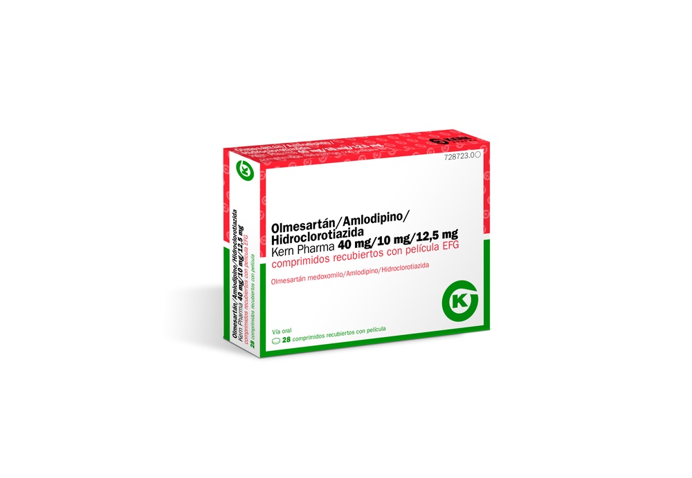 OLMESARTANA/AMLODIPINA/HIDROCLOROTIAZIDA KERN PHARMA 40 mg/10 mg/12,5 mg COMPRIMIDOS REVESTIDOS POR PELÍCULA