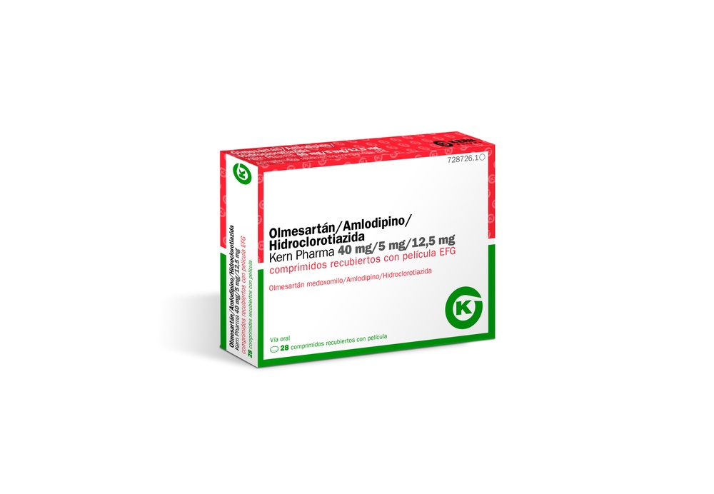 OLMESARTANA/AMLODIPINA/HIDROCLOROTIAZIDA KERN PHARMA 40 mg/5 mg/12,5 mg COMPRIMIDOS REVESTIDOS POR PELÍCULA