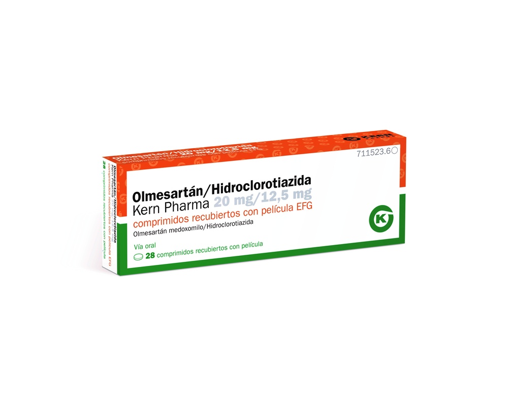 OLMESARTAN/HIDROCLOROTIAZIDA KRKA 20 mg/25 mg COMPRIMIDOS REVESTIDOS POR PELÍCULA