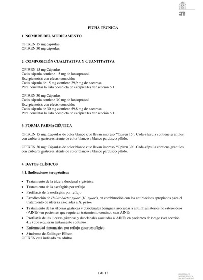OPIREN 15 mg CÁPSULAS