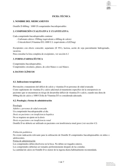 OSMILLE D 600 MG/1000 UI COMPRIMIDOS ORODISPERSÍVEIS