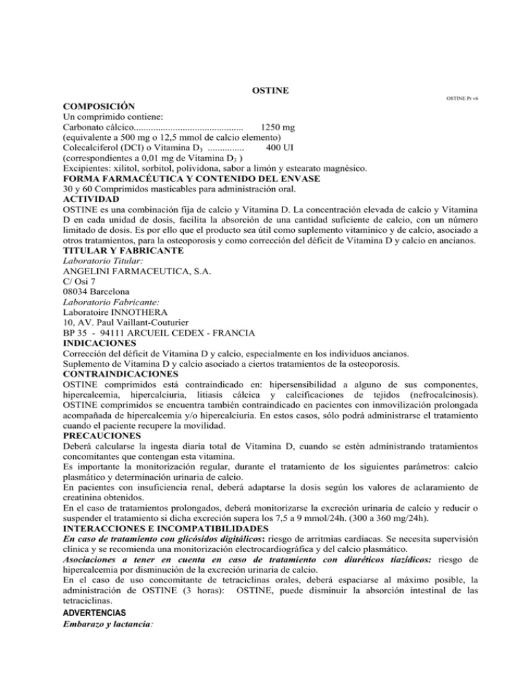 OSTINE Comprimidos Mastigáveis