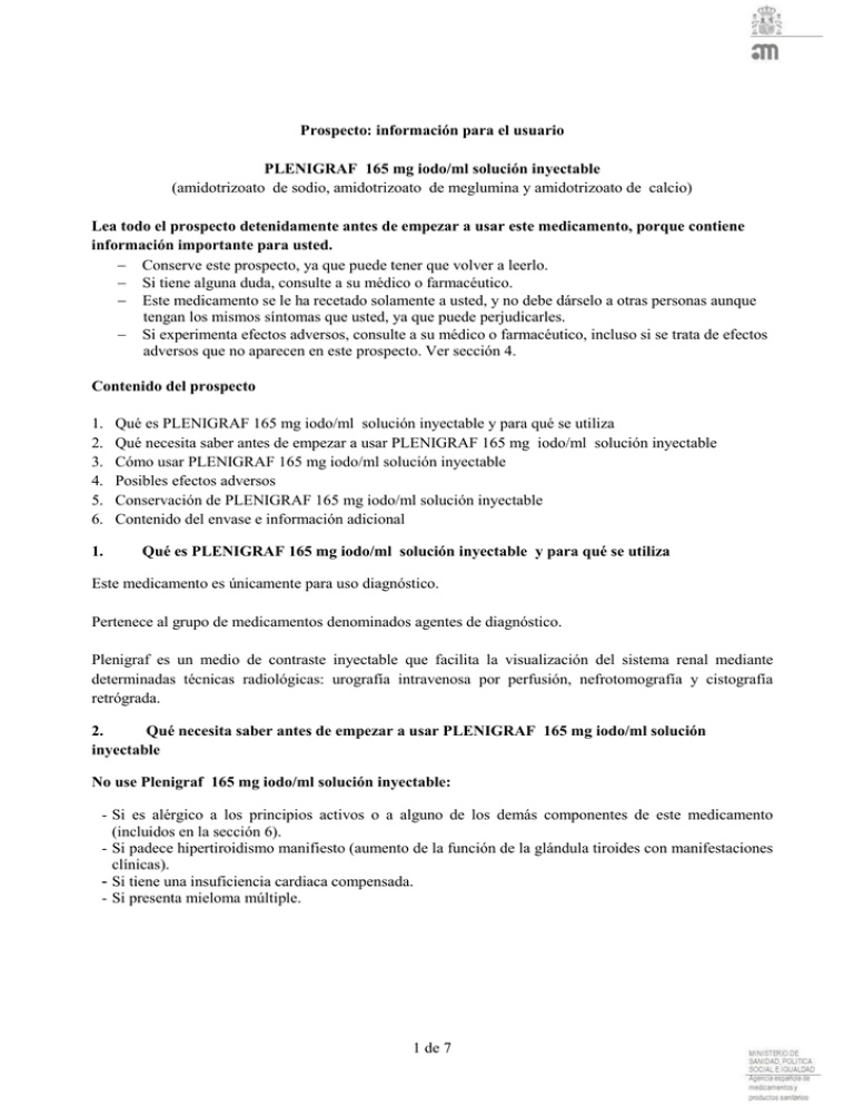 PLENIGRAF 165 MG IODO/ML SOLUÇÃO INJETÁVEL