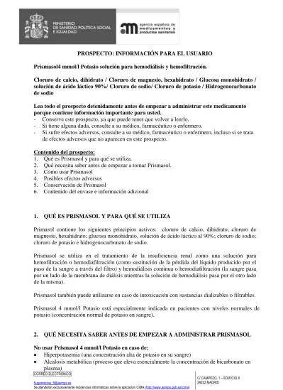 PRIOSOL CON 4 mmol/L POTÁSSIO SOLUÇÃO PARA HEMOFILTRAÇÃO