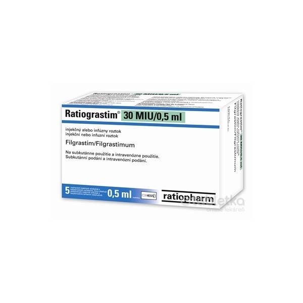 RATIOGRASTIM 30 MU/0,5 ml SOLUÇÃO PARA INJEÇÃO OU PERFUSÃO