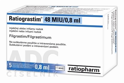 RATIOGRASTIM 48 MU/0,8 ml SOLUÇÃO INJETÁVEL OU PARA PERFUSÃO