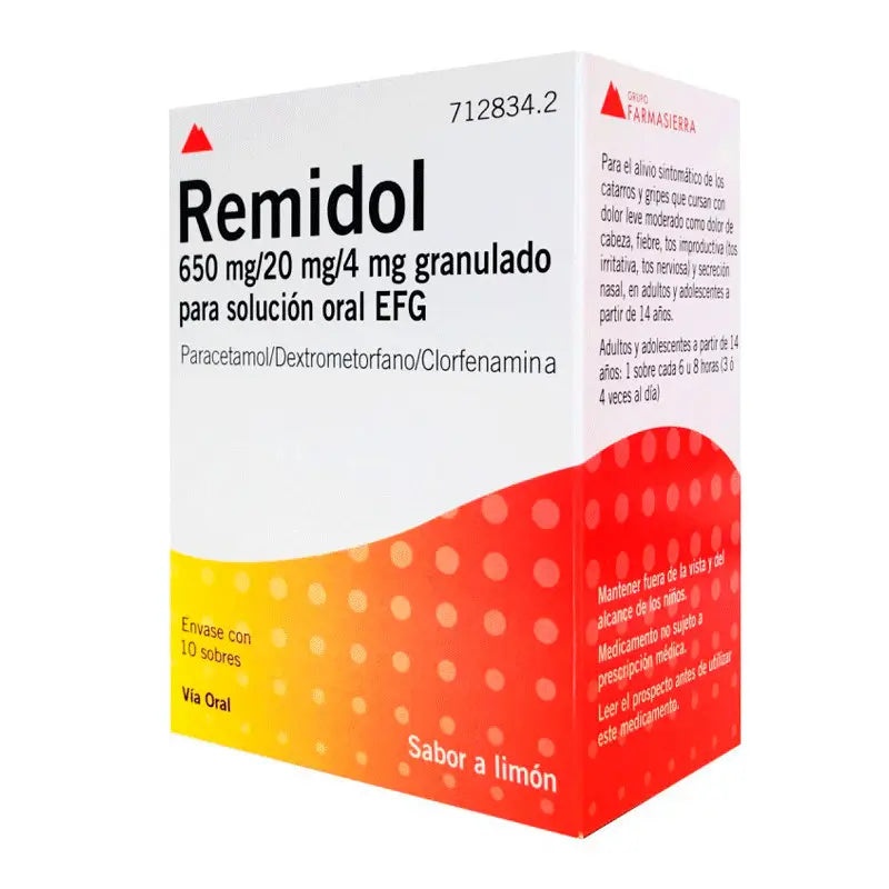 REMIDOL 650 mg/20 mg/4 mg GRÂNULOS PARA SOLUÇÃO ORAL