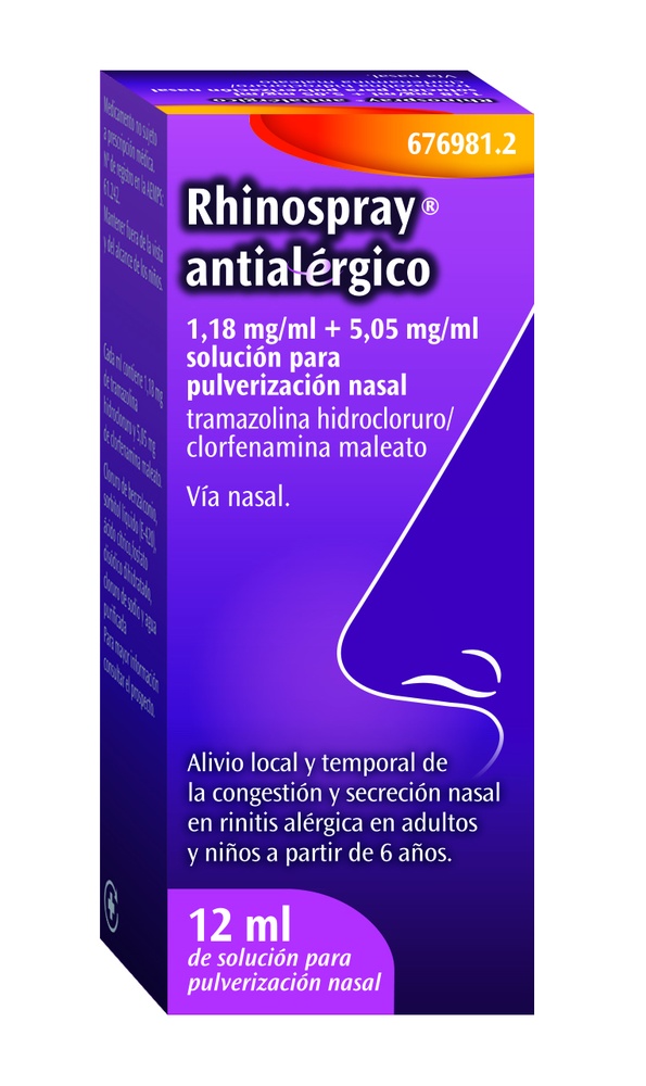 RHINOSPRAY ANTIALÉRGICO 1,18 mg/ml + 5,05 mg/ml SOLUÇÃO PARA PULVERIZAÇÃO NASAL