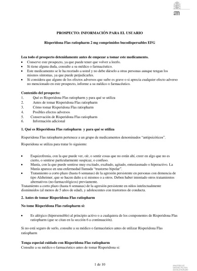 RISPERIDONA FLAS TEVA-RATIOPHARM 2 mg COMPRIMIDOS ORODISPERSÍVEIS