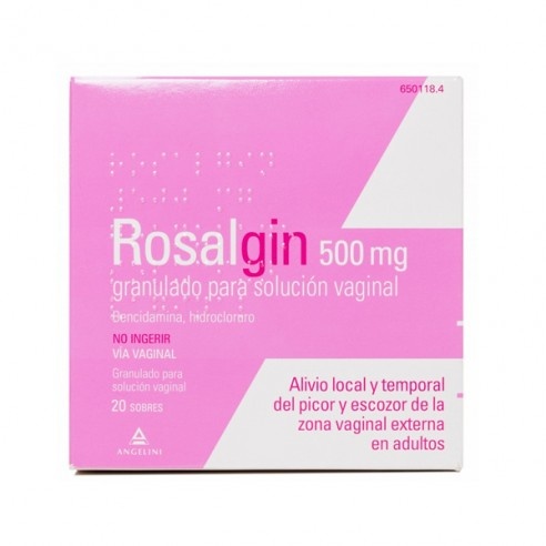 ROSALGIN 500 mg GRÂNULOS PARA SOLUÇÃO VAGINAL