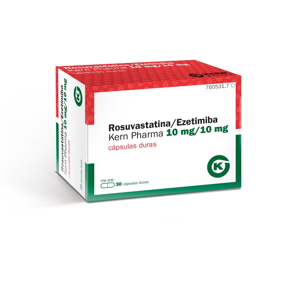 ROSUVASTATINA/EZETIMIBE KERN PHARMA 10 mg/10 mg CÁPSULAS DURAS