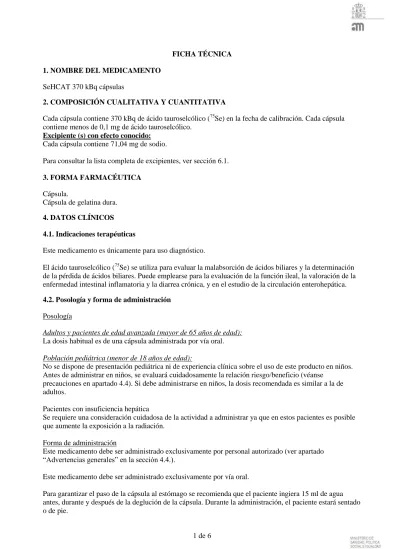 SEHCAT 370 KBQ CÁPSULAS