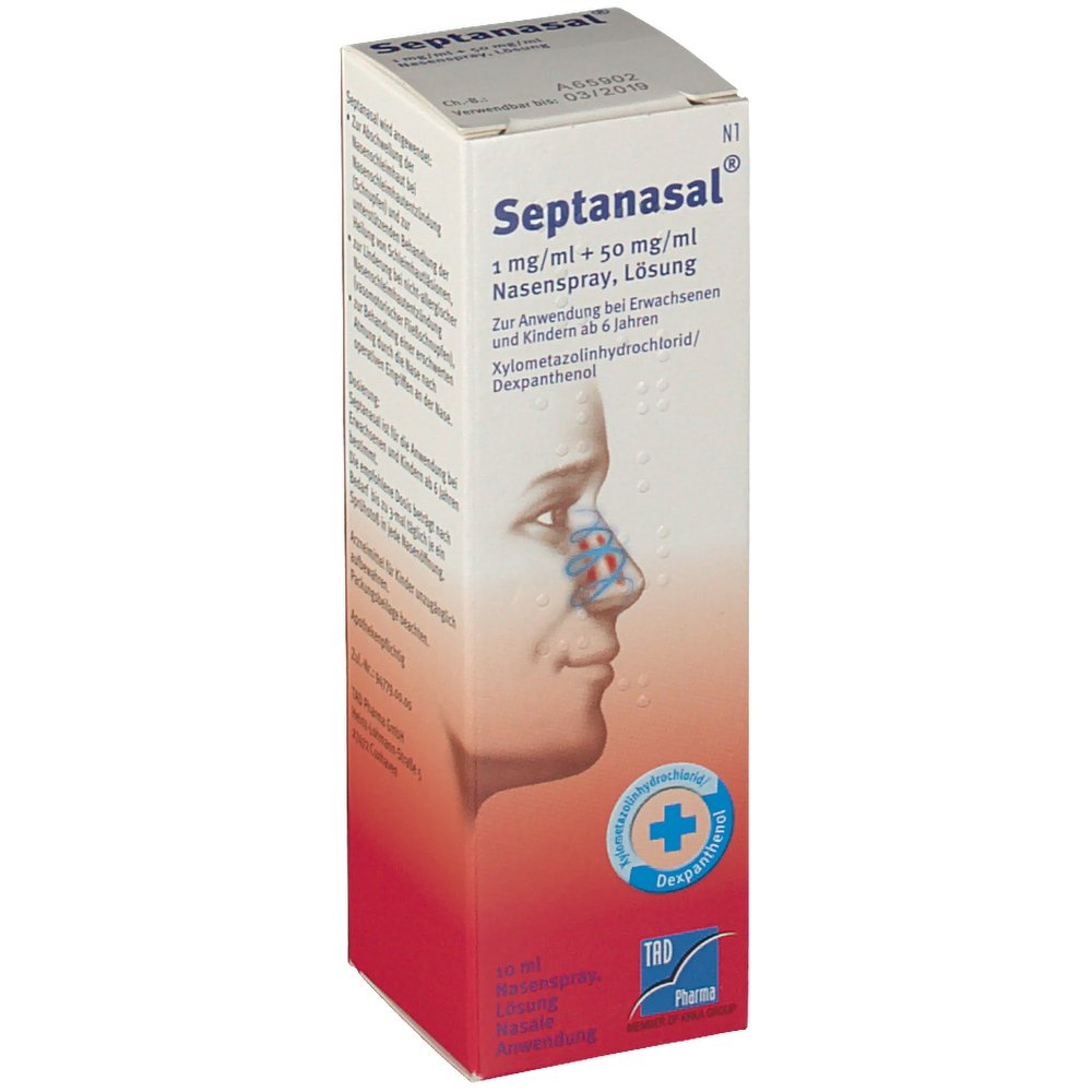 SEPTANASAL 1 mg/ml + 50 mg/ml SOLUÇÃO PARA PULVERIZAÇÃO NASAL