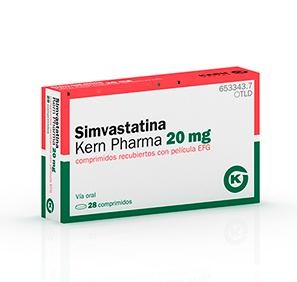 SIMVASTATINA KERN PHARMA 20 mg COMPRIMIDOS REVESTIDOS POR PELÍCULA