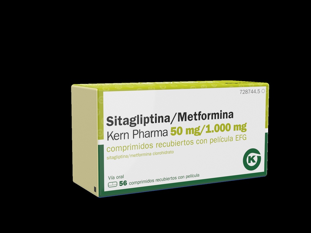 SITAGLIPTINA/METFORMINA KERN PHARMA 50 mg/1000 mg COMPRIMIDOS REVESTIDOS POR PELÍCULA