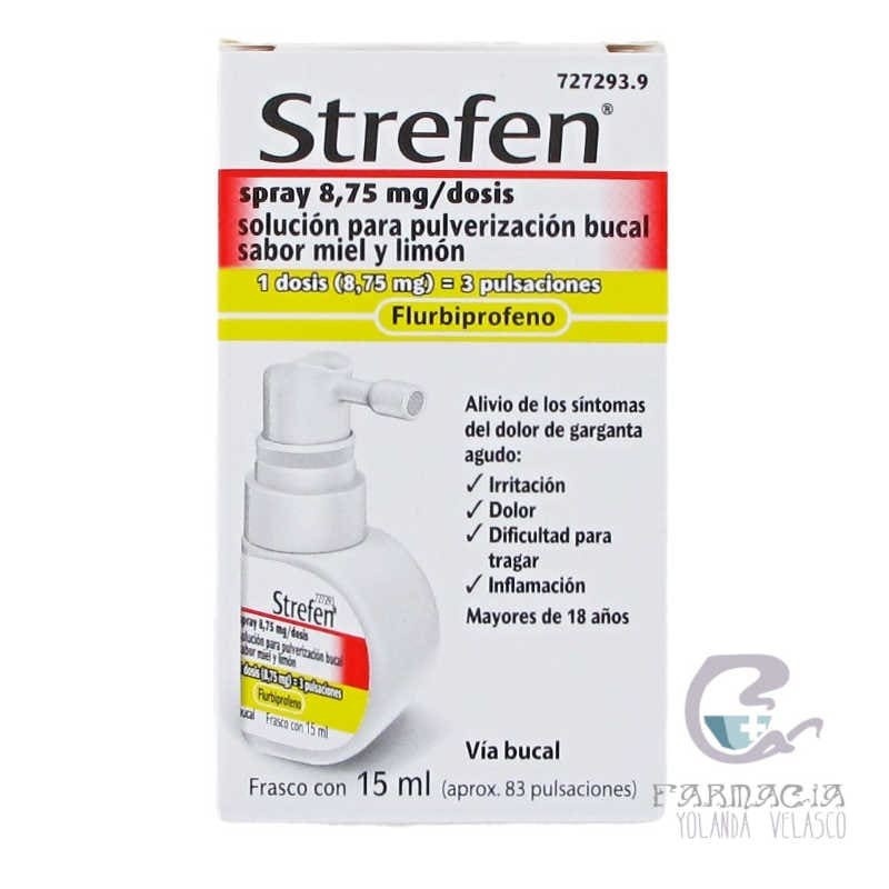 STREFEN SPRAY 8,75 mg/dose SOLUÇÃO PARA PULVERIZAÇÃO ORAL, sabor mel e limão