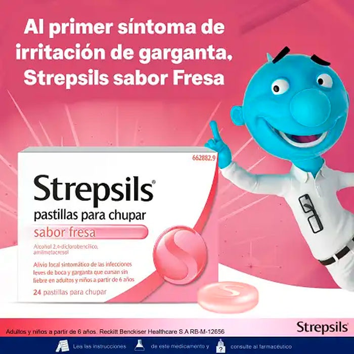 STREPSILS PASTILHAS SABOR MORANGO