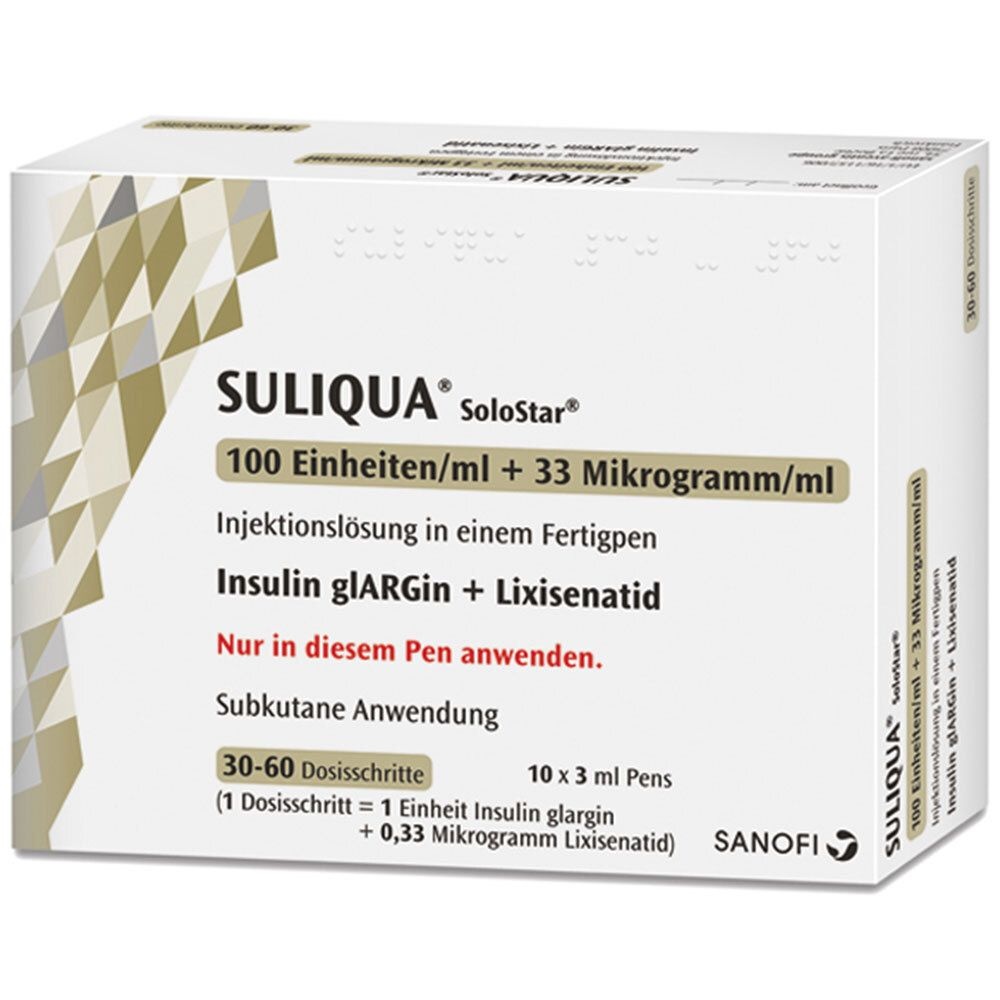 SULIQUA 100 Unidades/mL + 33 Microgramas/mL solução injetável em caneta pré-carregada