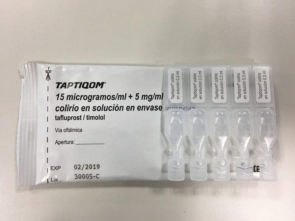 TAPTIQOM 15 microgramas/ml + 5 mg/ml colírio em solução