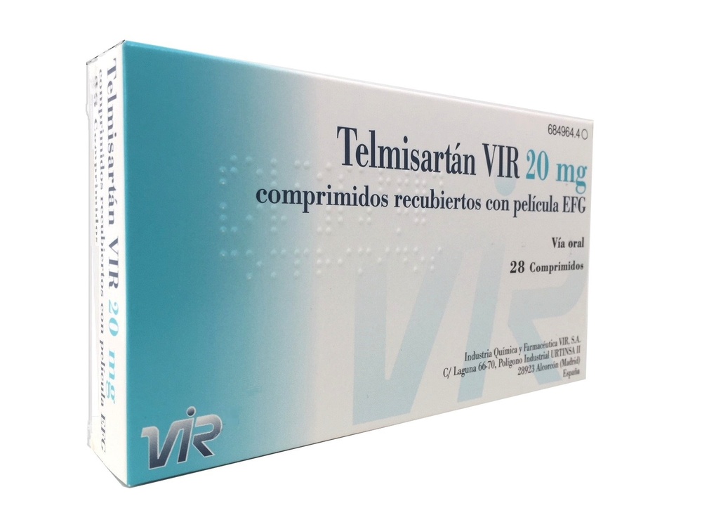 TELMISARTAN VIR 20 mg COMPRIMIDOS REVESTIDOS POR PELÍCULA
