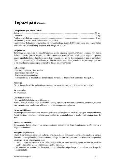 TEPAZEPAN 50 mg/5 mg/5 mg CÁPSULAS DURAS