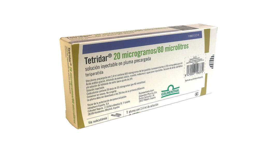 TERIPARATIDA SUN 20 microgramas/80 microlitros solução injetável em caneta pré-carregada