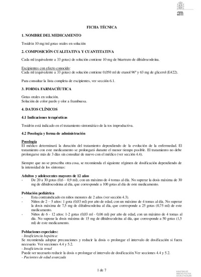 TOSIDRIN 10 mg/ml GOTAS ORAIS EM SOLUÇÃO