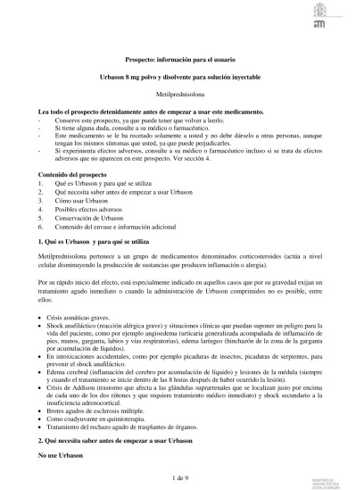 URBASON 8 mg PÓ E SOLVENTE PARA SOLUÇÃO INJETÁVEL