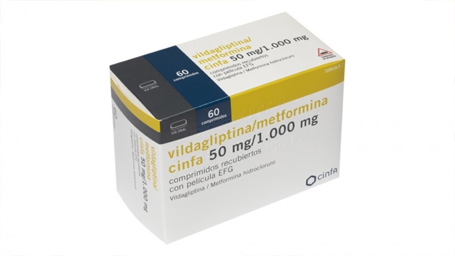 VILDAGLIPTINA/METFORMINA INTAS 50 mg/1000 mg COMPRIMIDOS REVESTIDOS POR PELÍCULA