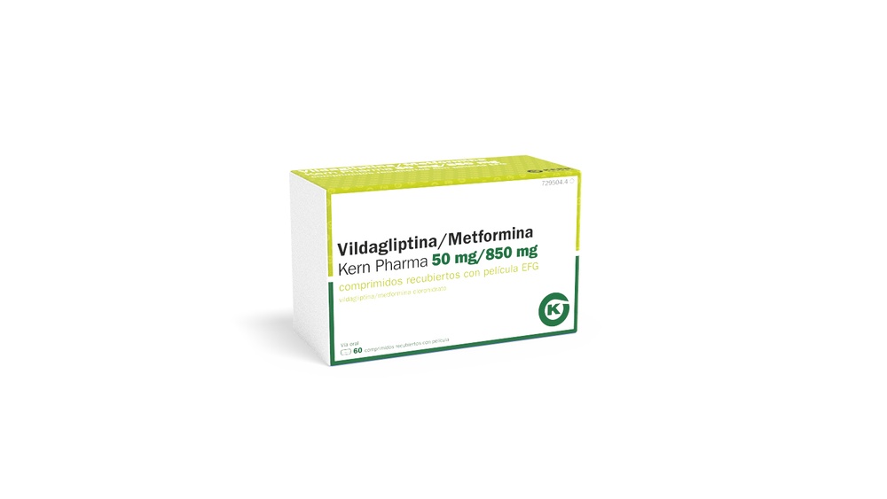 VILDAGLIPTINA/METFORMINA KRKA 50 mg/1000 mg COMPRIMIDOS REVESTIDOS POR PELÍCULA