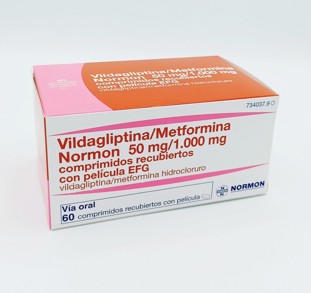 VILDAGLIPTINA/METFORMINA VIR 50 mg/1000 mg COMPRIMIDOS REVESTIDOS POR PELÍCULA